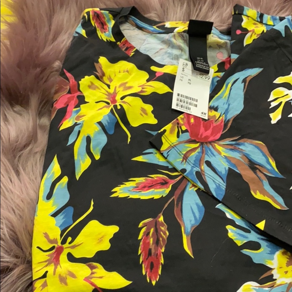 Black floral shirt